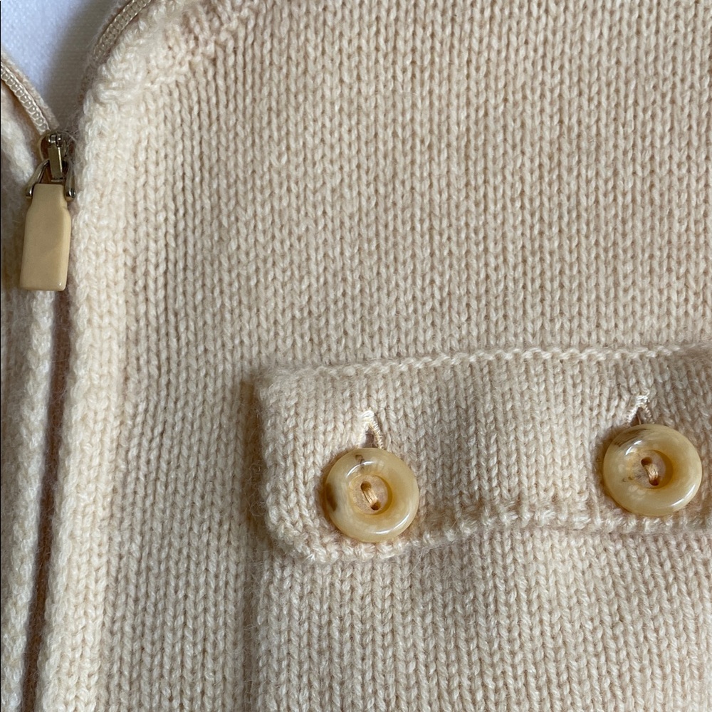 100% Cashmere knit Women's yellow Zip-Up Jacket 4 button pockets - Picture 7 of 17